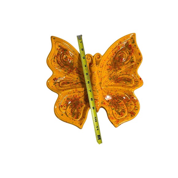 Vintage Butterfly Shape Tray Large Dish Hand Painted 1977 Retro MCM - Picture 4 of 10